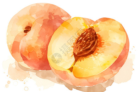 掰开桃子掰开的美味桃子插画
