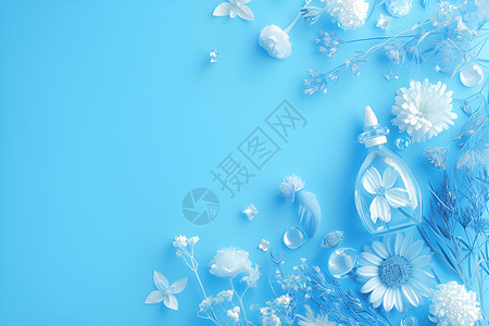 干花植物蓝色背景上的干花设计图片
