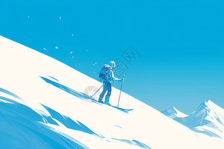 正面挑战热爱滑雪运动插画插画