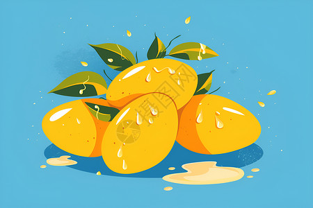 椰汁芒果黄色芒果插图插画