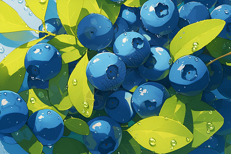 蓝莓详情页树上的蓝莓插画