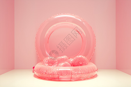 塑料材质对话框房间里的粉色游泳圈插画
