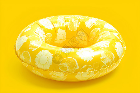 透明圈一个黄色的充气圈插画