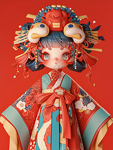主题文化素材中国文化玩偶插画