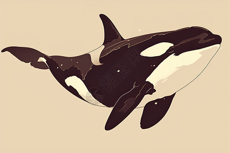 黑白虎鲸游泳尾鳍科高清图片