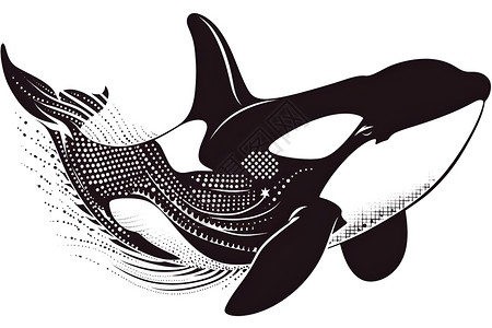 黑白虎鲸插图高清图片