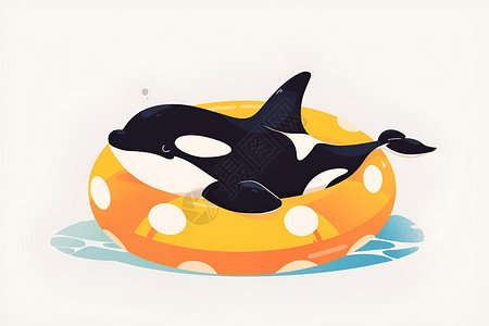 游泳圈充气游泳圈上的鲸鱼插画