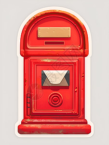 英文邮件红色的邮筒插画