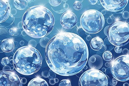 七彩泡泡素材轻盈的水泡插画