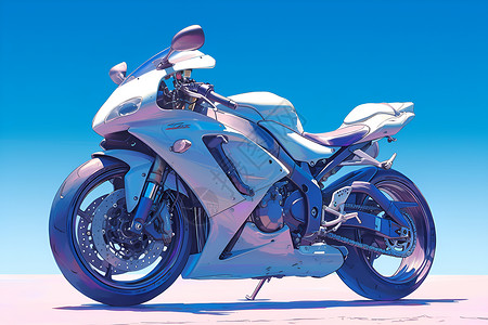 酷炫摩托车酷炫的摩托车停在路边插画