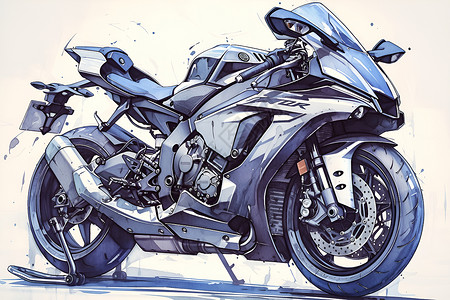 强劲的摩托车绘画插画