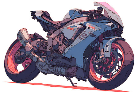 车酷炫酷炫的摩托车插画