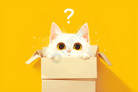 白猫躲在盒子里高清图片
