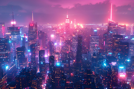 城市中的未来霓虹高清图片