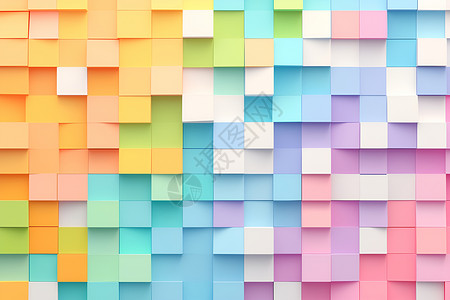 几何楼宇彩色方块构成的艺术插画