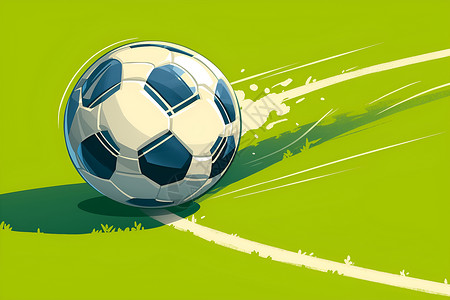 奥运足球足球在草坪上翻滚插画