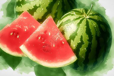 新鲜好吃的凤梨水果好吃多汁的西瓜插画