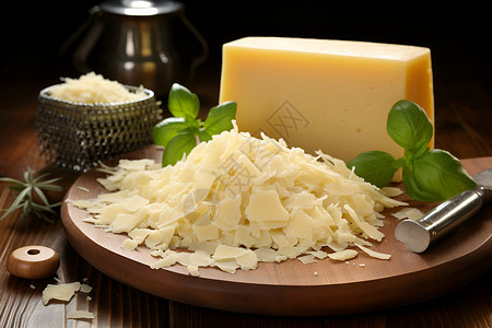 整块奶酪和碎奶酪高清图片