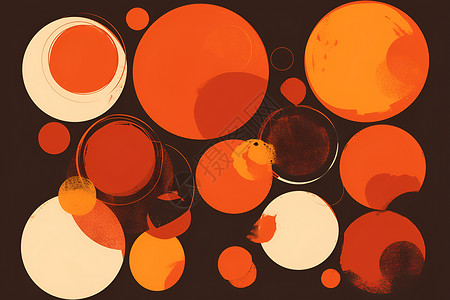 圆形涂鸦素材橙色与棕色的圆形插画