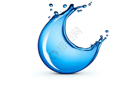 动感水花水纹清新的蓝色水滴插画