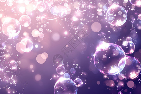 紫色气泡紫色背景中的漂浮泡泡插画
