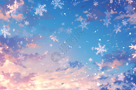 雪落下的声音蓝色的雪花插画