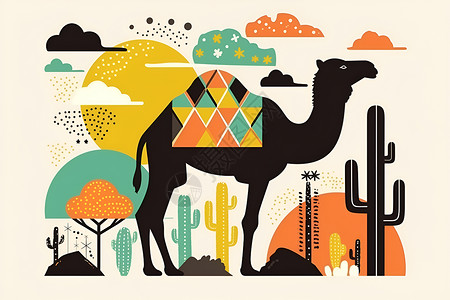 两个驼峰骆驼精致的驼峰插画