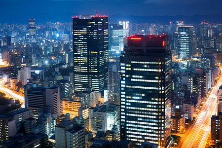 夜晚照明夜晚灯火辉煌的都市风光背景