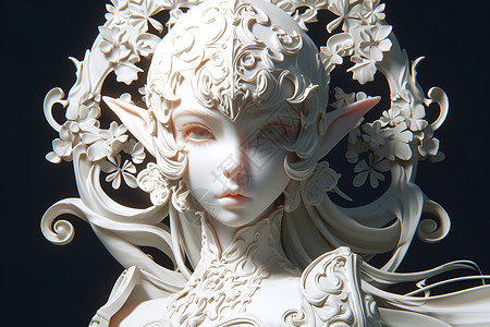 白色雕像一个女孩雕塑插画