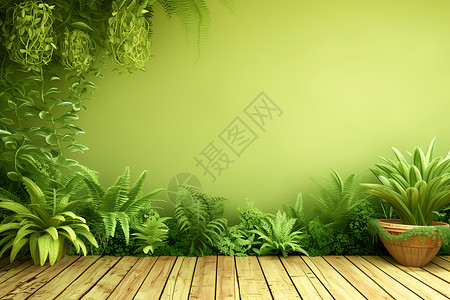 绿墙ps素材绿色植物插画