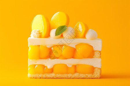 蛋糕水果美味好吃的芒果蛋糕插画
