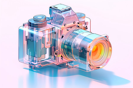 镜头镜片透明的相机插画