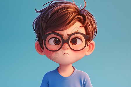 人物男孩一个戴着眼镜的男孩插画