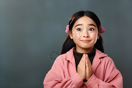 恳求可爱的小女孩真诚祈祷背景