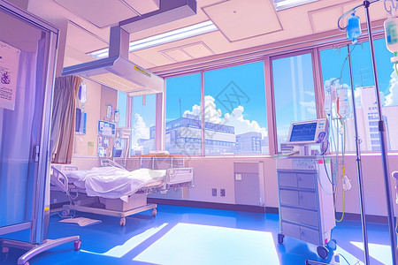 豪华病房医院的病房插画