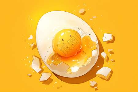 鸡蛋黄半个鸡蛋插画