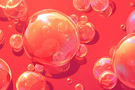 红色泡泡红色背景上的气泡插画