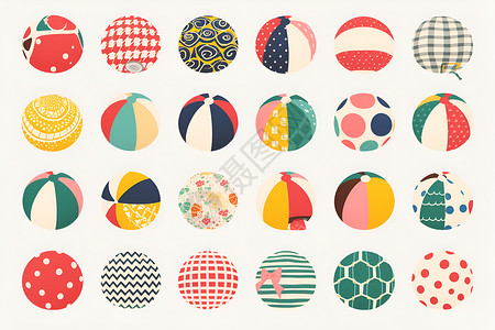 多彩球多彩海滩球的拼图插画