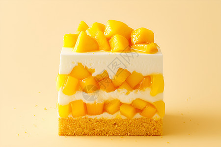 香甜多汁的芒果蛋糕插画