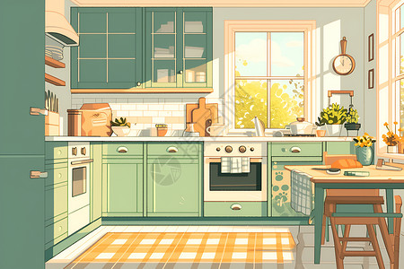 厨房饮水童话世界的厨房插画