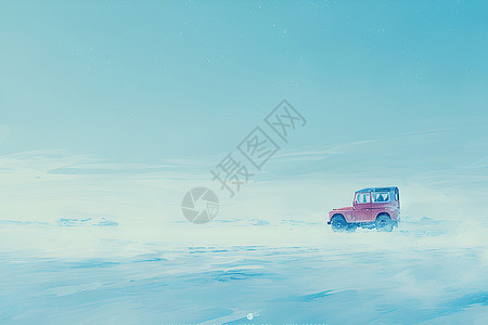玉龙雪山冰川大索道冰封大地上的越野车插画