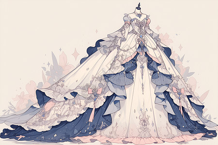 游戏服装素材粉白公主礼服插画