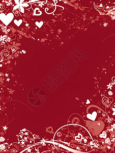 粉红爱心边框红色边框里的爱心插画