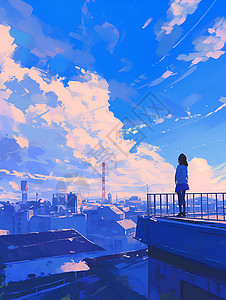 仰望的人城市屋顶上仰望天空的人插画