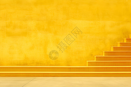 空间台阶黄色墙壁下的台阶插画