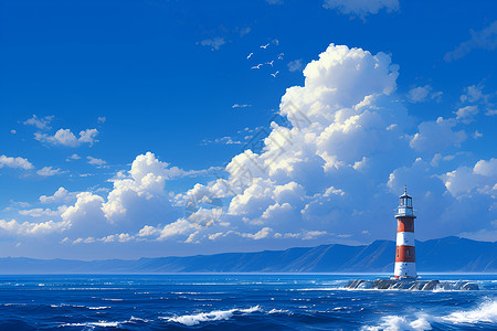 大海上的灯塔高清图片