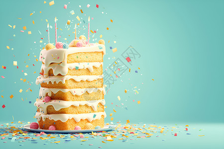 生日应援缤纷派对的蛋糕背景