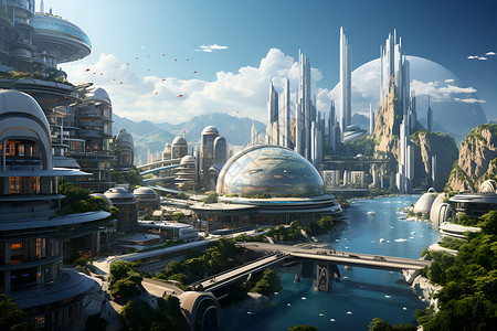 未来城市的智能系统背景图片