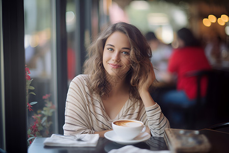 喝咖啡的女性高清图片