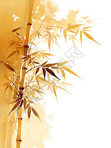 植物大自然静谧中的翠竹墨画插画